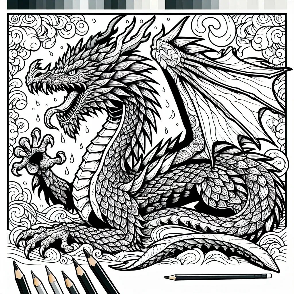 Unleash Your Creativity with our Fiery Dragon Coloring Page!