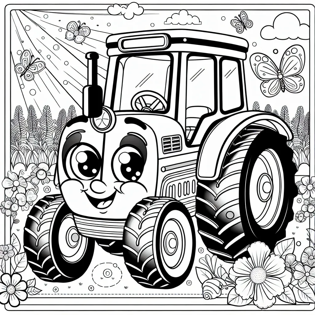 Get Creative with Our Fun Tractor Coloring Page for Kids!