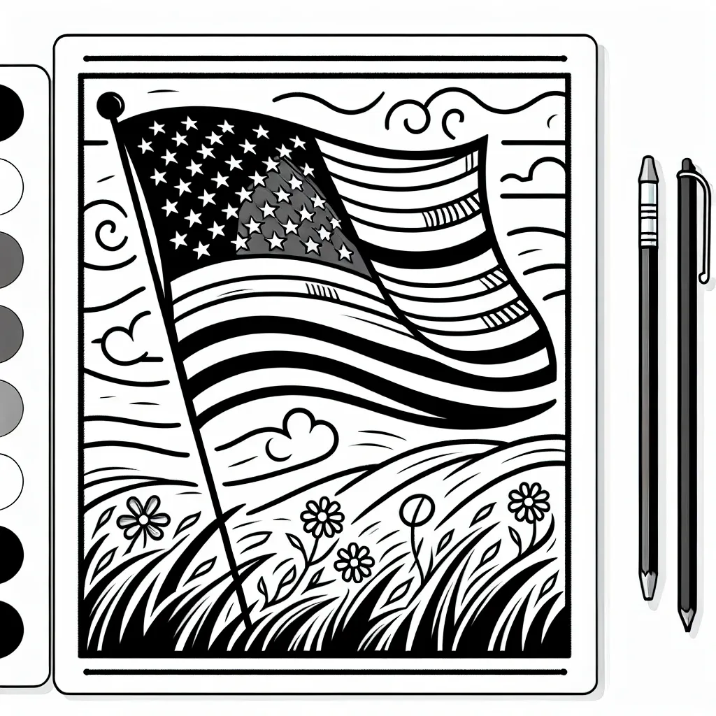 Get Patriotic with Our American Flag Coloring Page – Perfect for Independence Day!