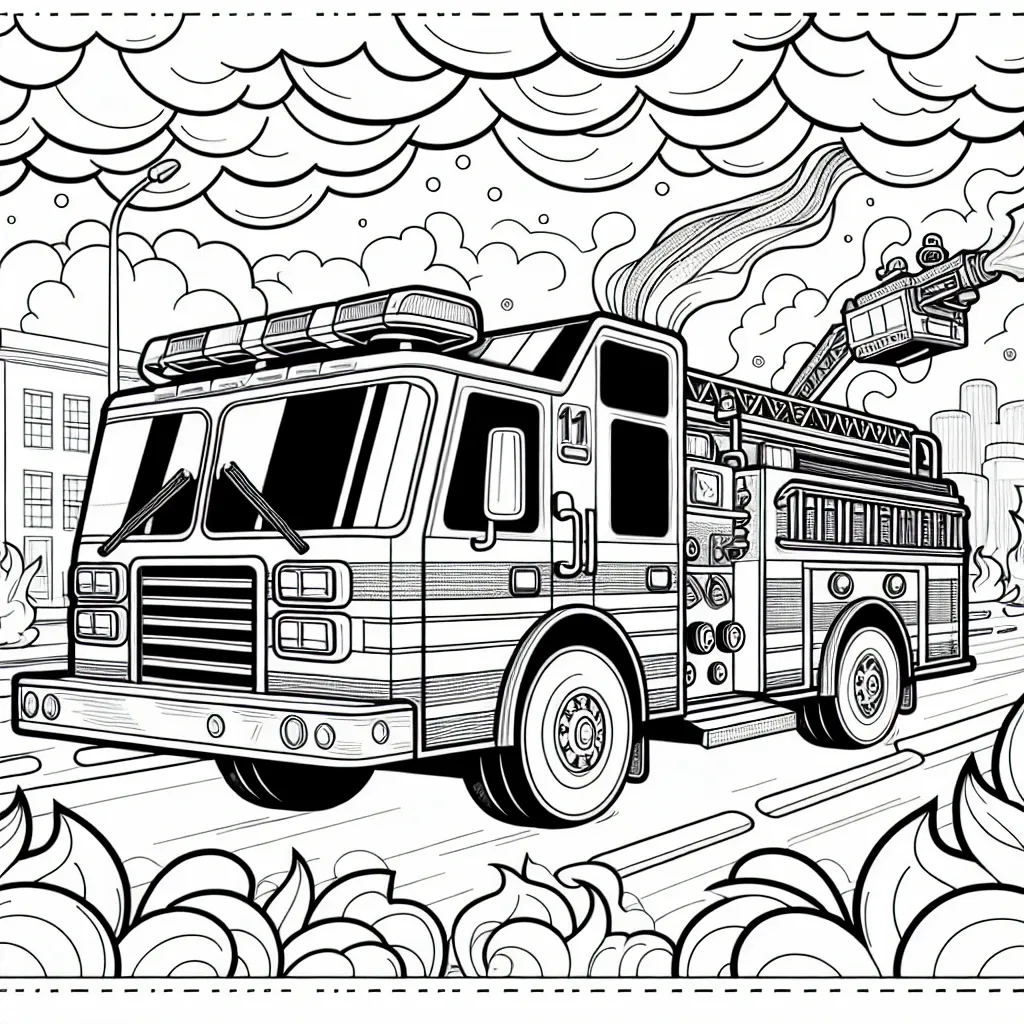 Get Creative with Our Fire Truck Coloring Page for Kids!