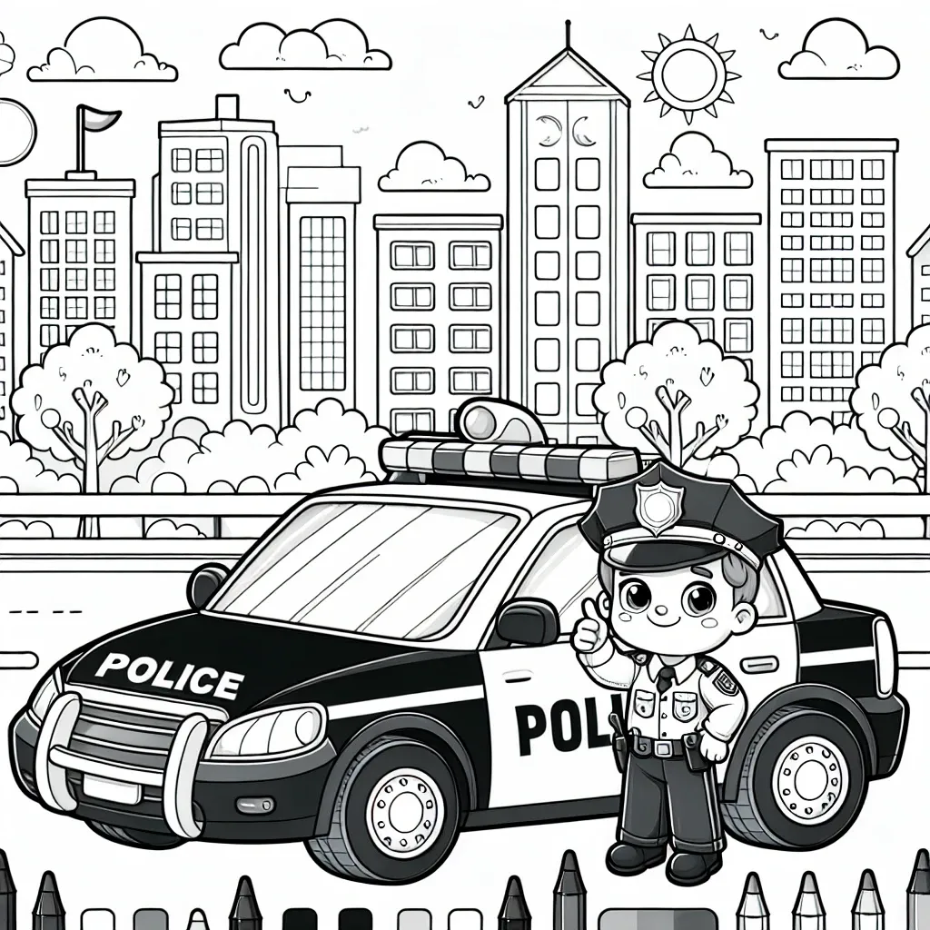 Get Creative with Our Police Car Coloring Page for Kids: Fun and Educational Activity!