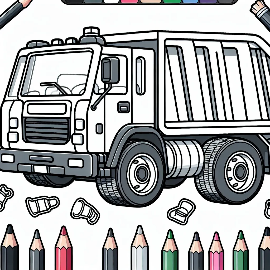 Get Ready to Roll with Our Garbage Truck Coloring Page: Perfect for Little Fans of Big Trucks!