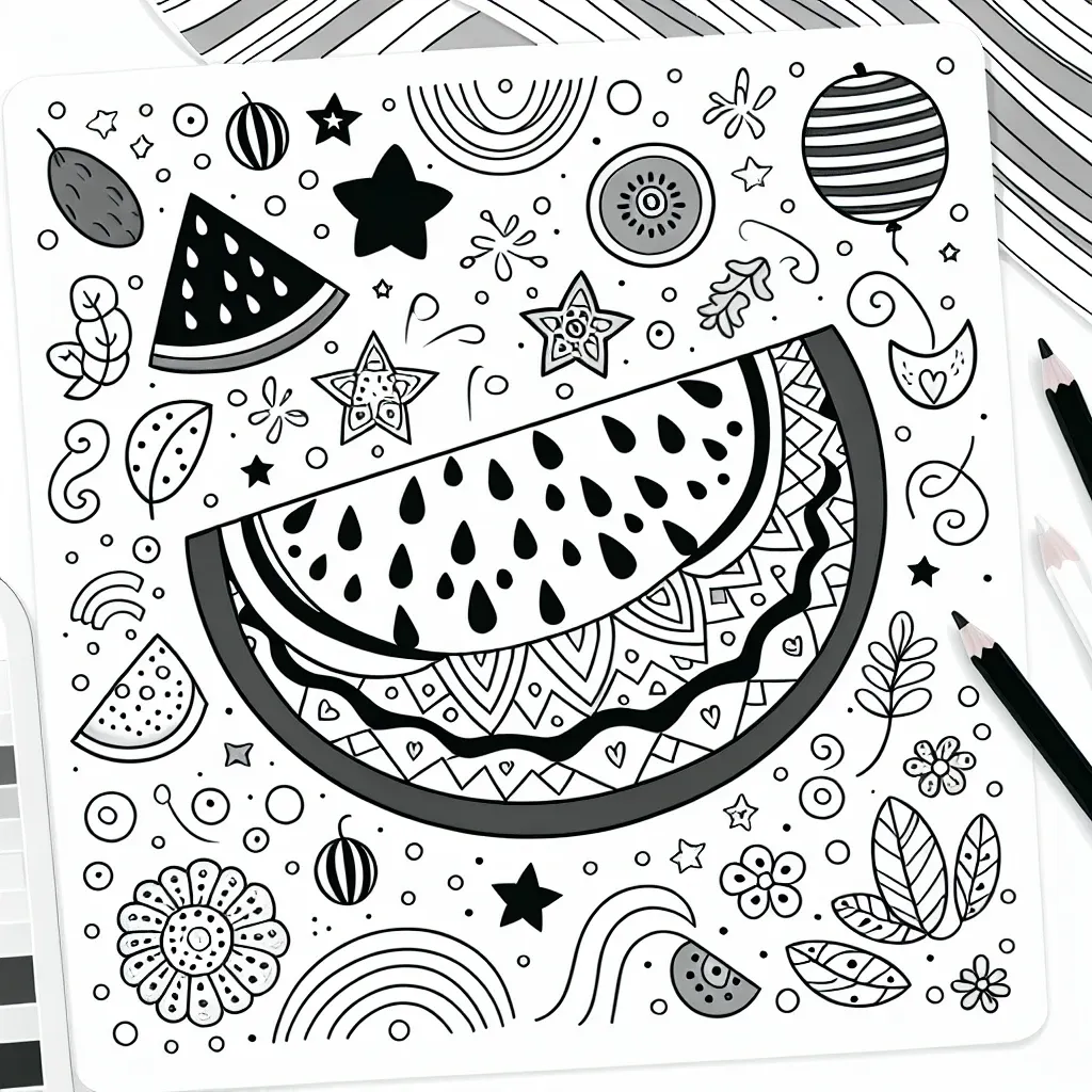 Get Refreshed with Our Vibrant Watermelon Coloring Page Collection!