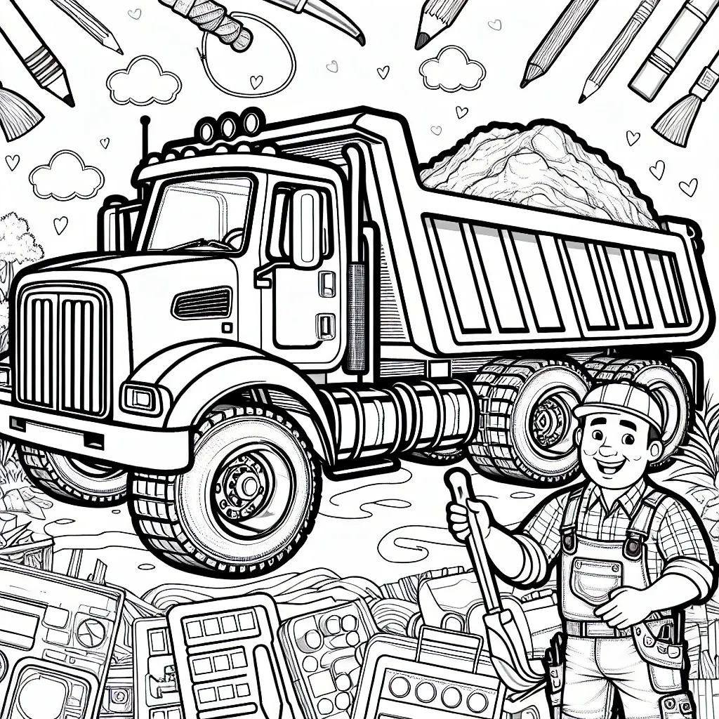 Dive into Fun with our Dump Truck Coloring Page – Perfect for Truck Lovers!