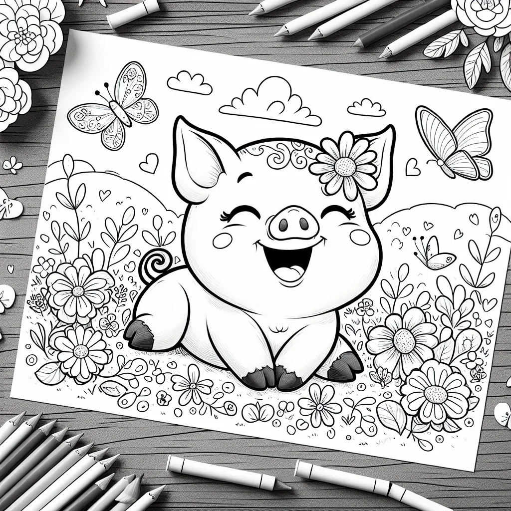 Get Creative with Our Adorable Pig Coloring Page – Perfect for Kids and Adults!