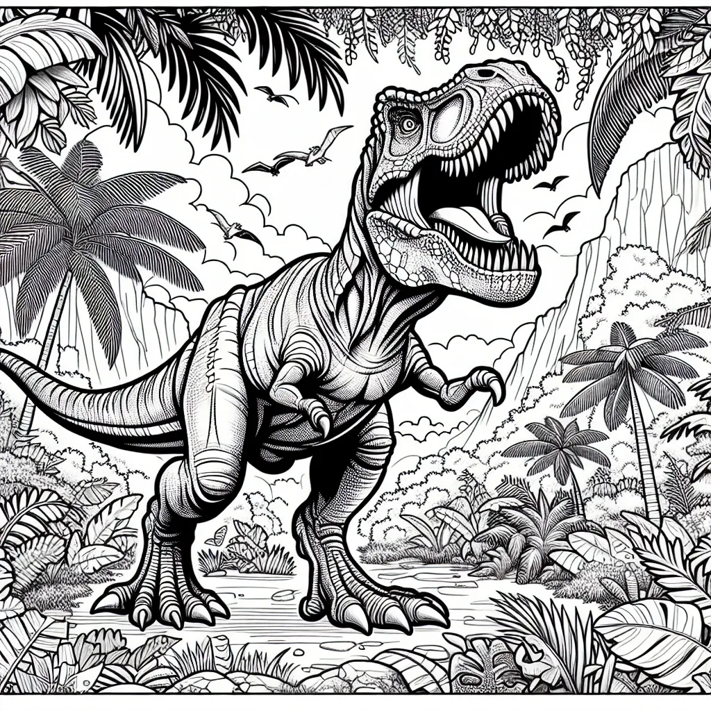 Roar and Color: Enjoy a T-Rex Coloring Page Adventure!