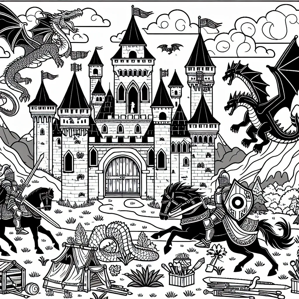 Discover the Magic of Medieval Times with our Castle Coloring Page Collection