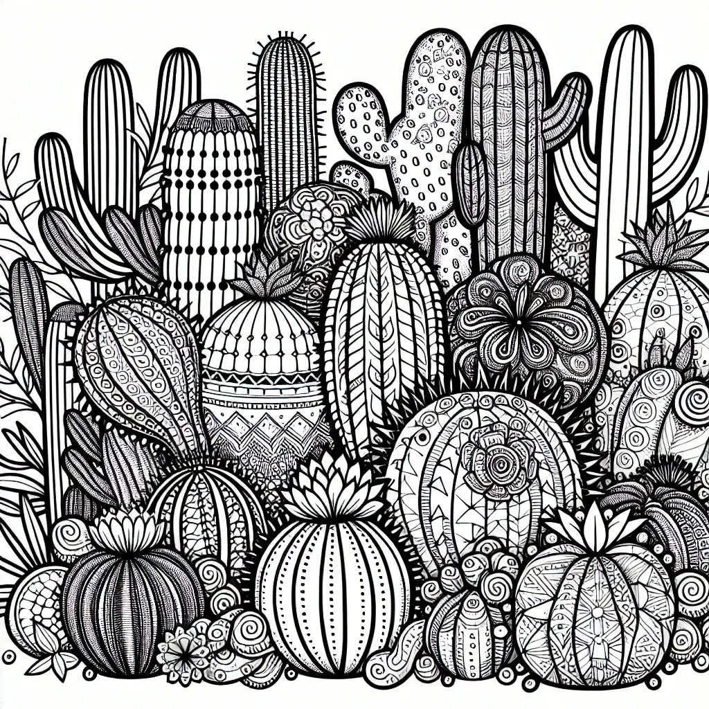 Get Creative with Our Cactus Coloring Page Collection: A Desert-Themed Coloring Adventure!