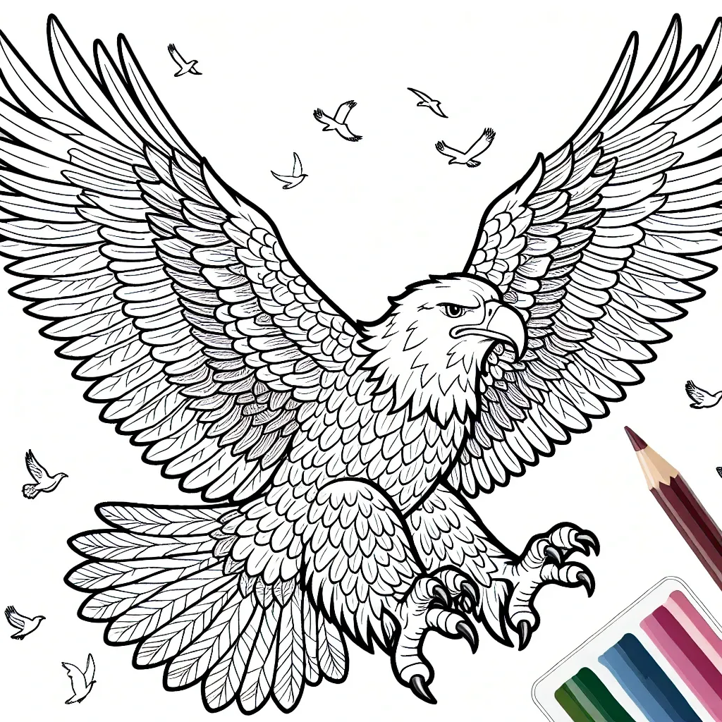 Fly High with Our Majestic Eagle Coloring Page – Perfect for Kids and Adults!