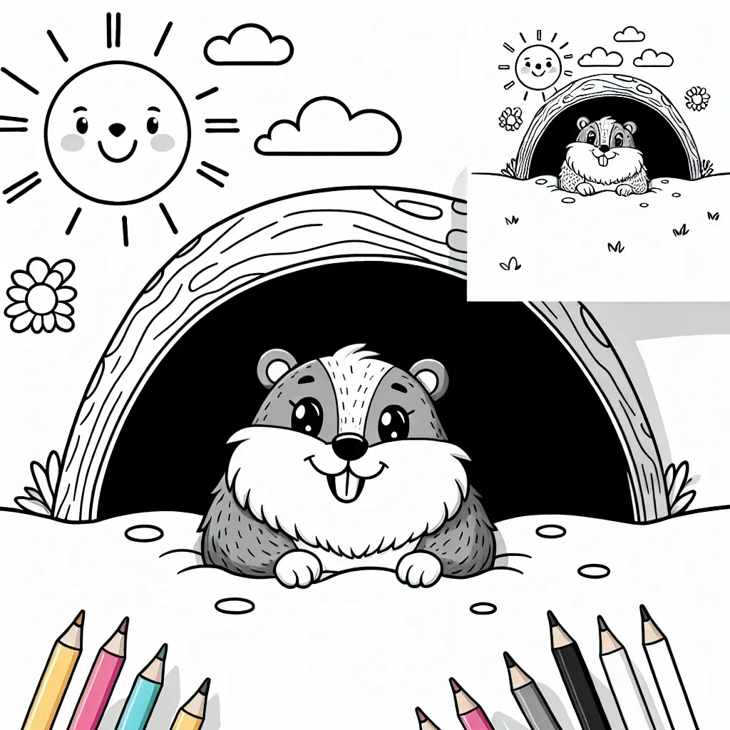 Celebrate Groundhog Day with a Fun Groundhog Coloring Page!