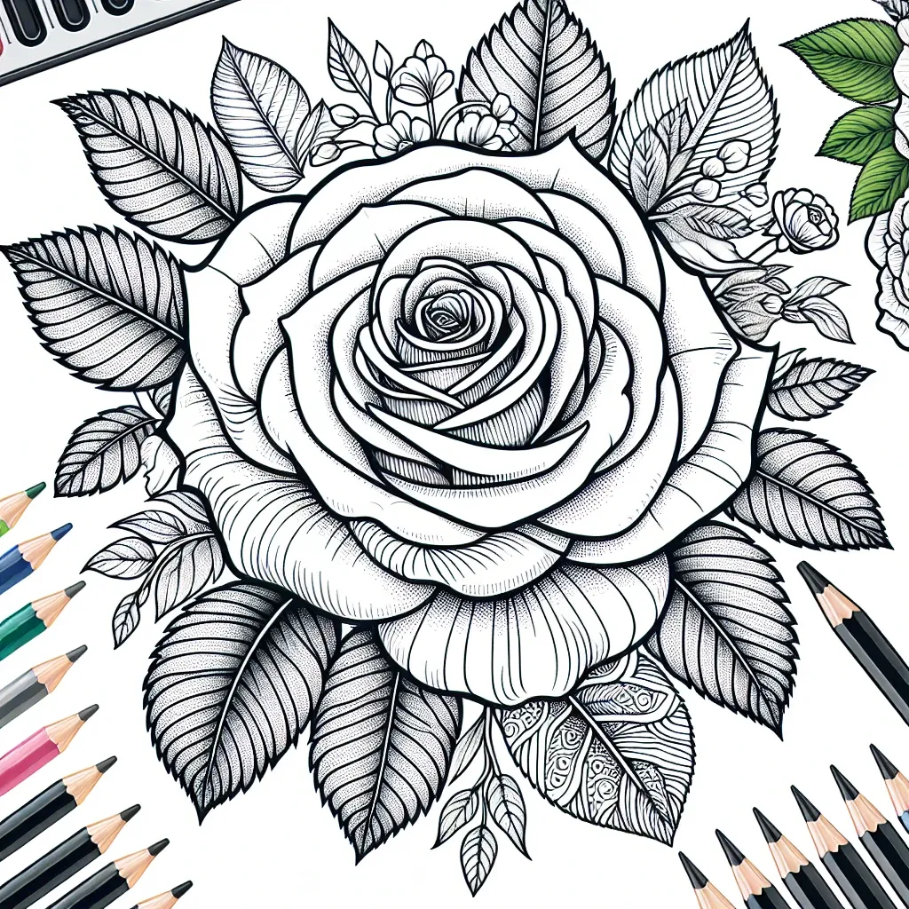 Beautiful Rose Coloring Page: Relax and Unwind with Floral Creativity