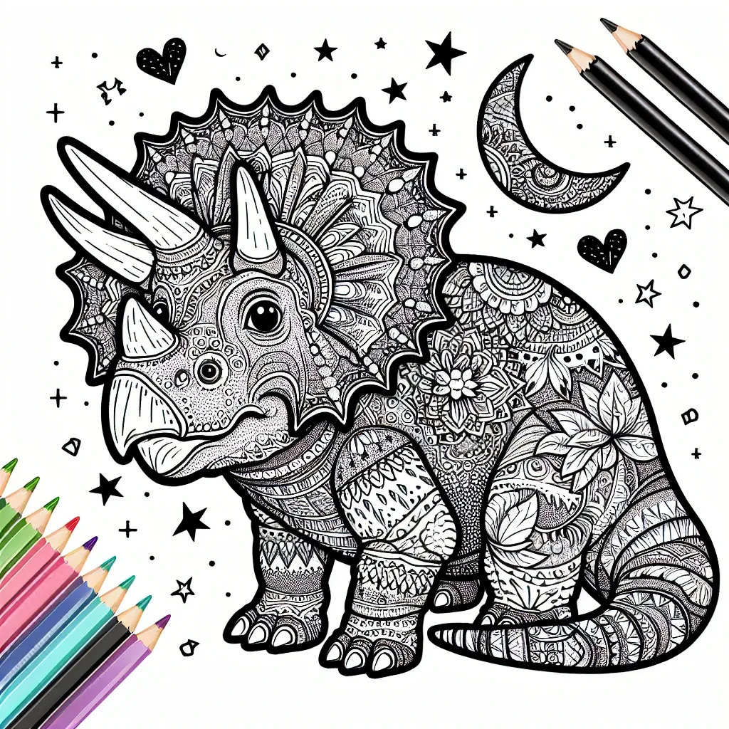 Unleash Your Creativity with Our Triceratops Coloring Page!