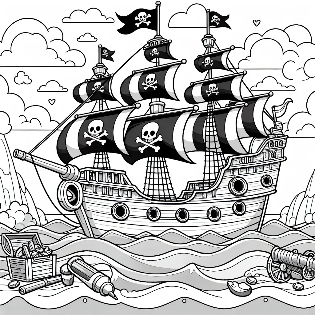 Set Sail with Our Pirate Ship Coloring Page – Ahoy, Mateys!