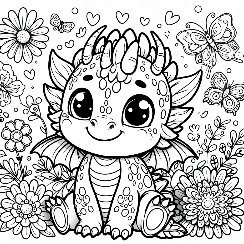 Get Creative with Our Adorable Baby Dragon Coloring Page for Kids!