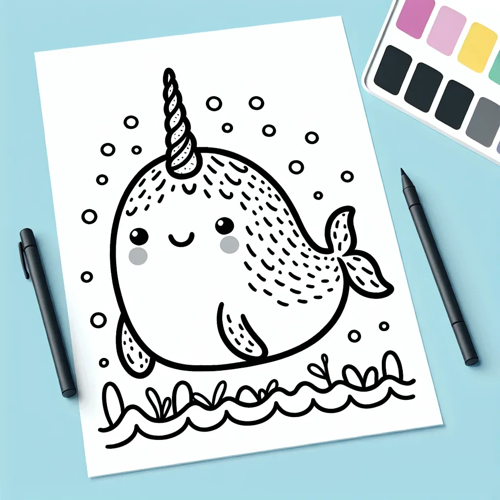 Dive into Fun with our Narwhal Coloring Page Collection!