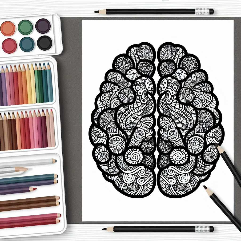 Unleash Your Creativity with our Intricate Brain Coloring Page Designs!