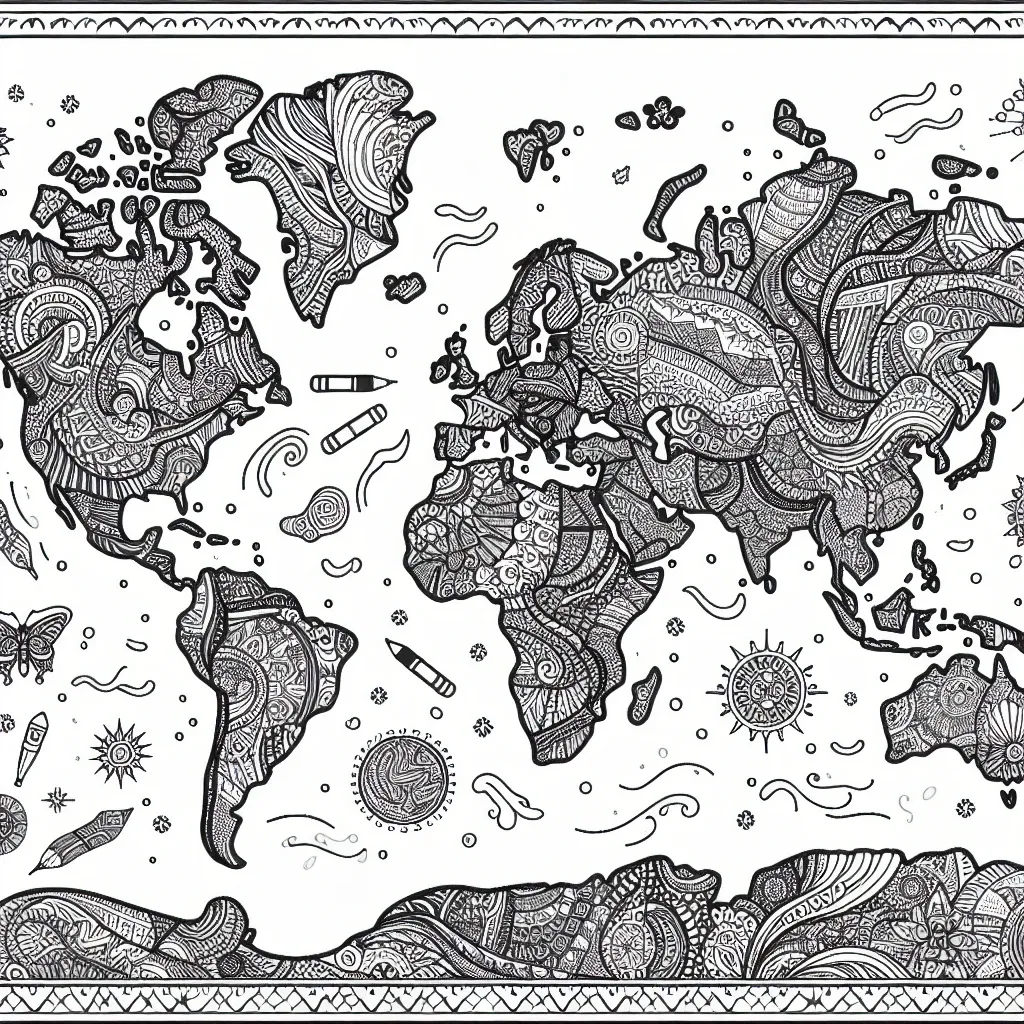 Explore the Exciting World of Coloring with our World Map Coloring Page!