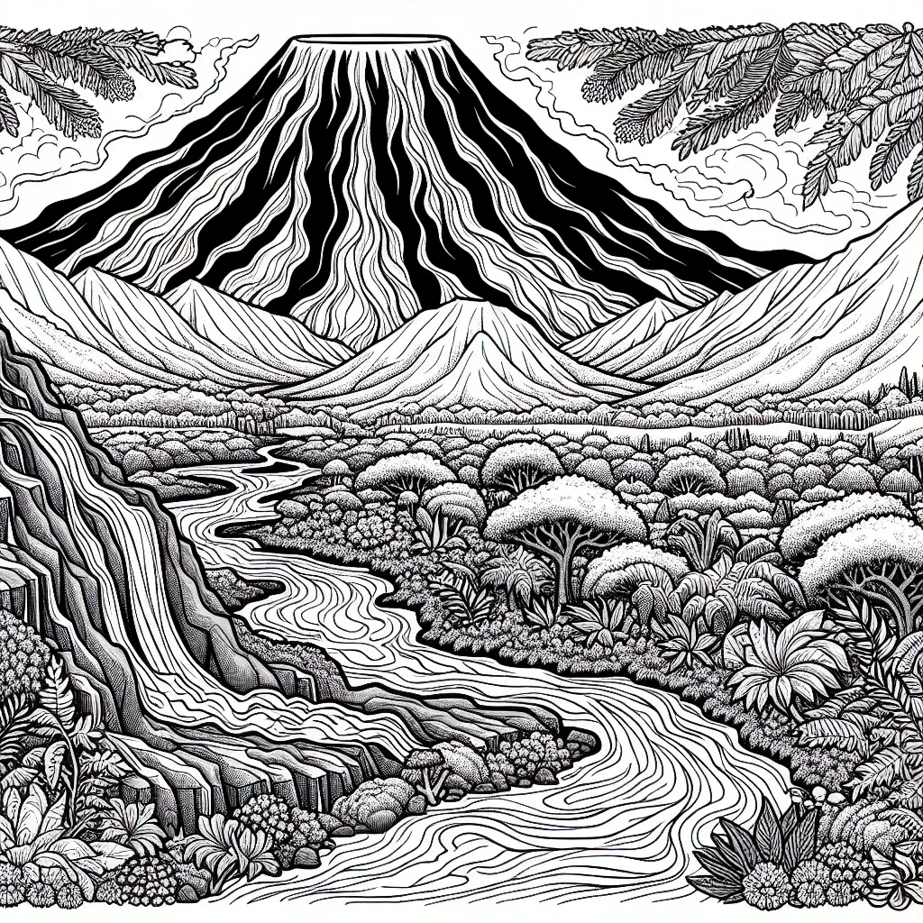 Unleash Your Creativity with Our Volcano Coloring Page!