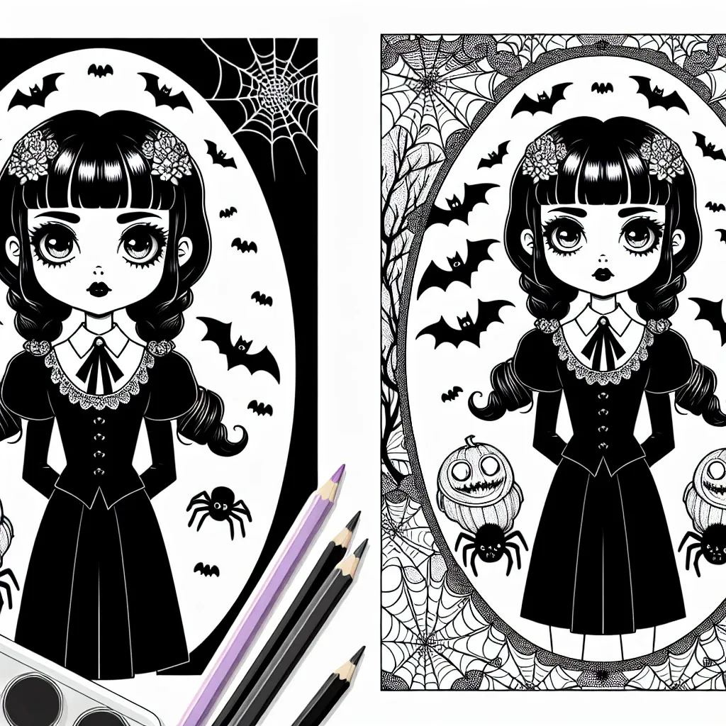 Unleash Your Dark Side with a Wednesday Addams Coloring Page!