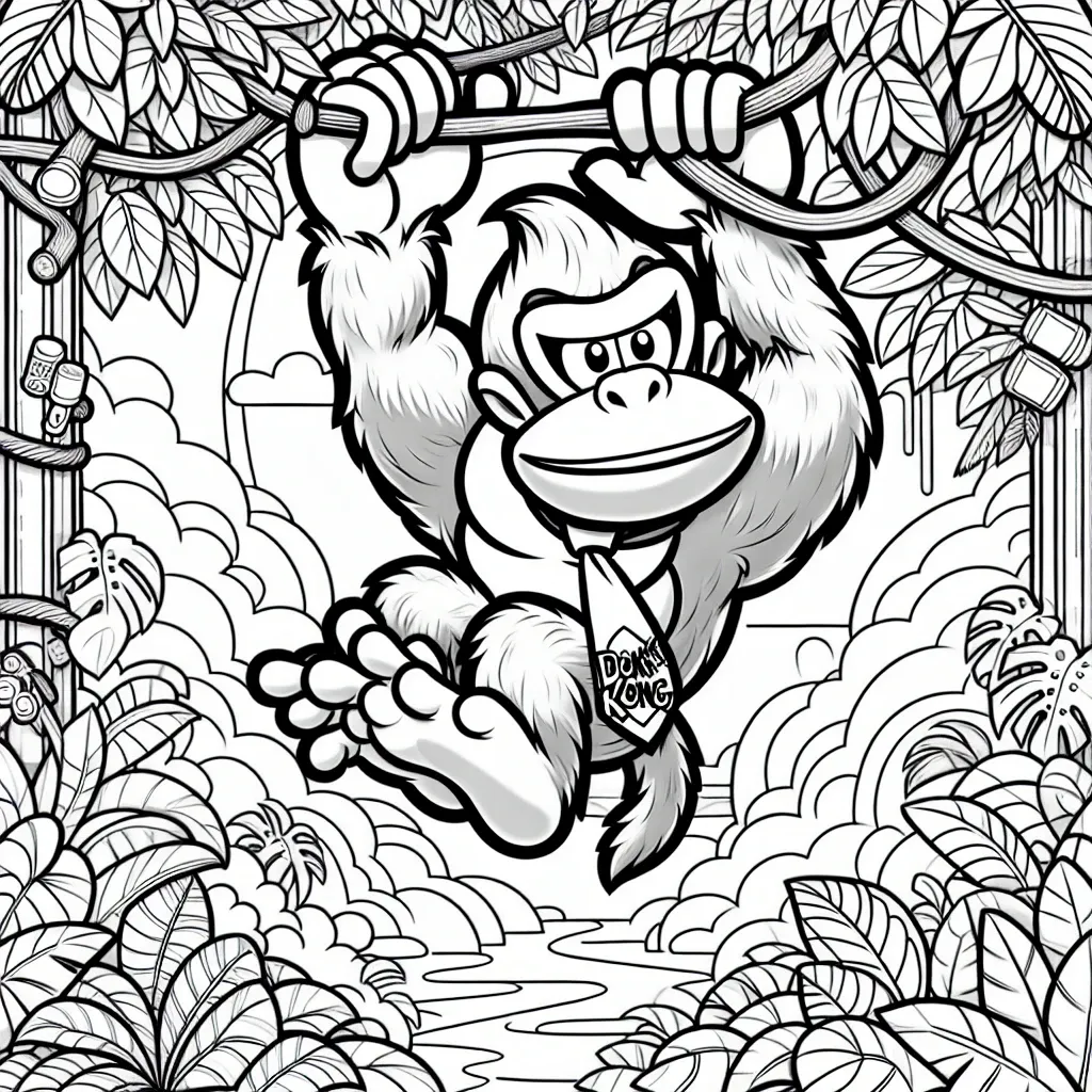 Get Ready to Swing into Action with Our Donkey Kong Coloring Pages!