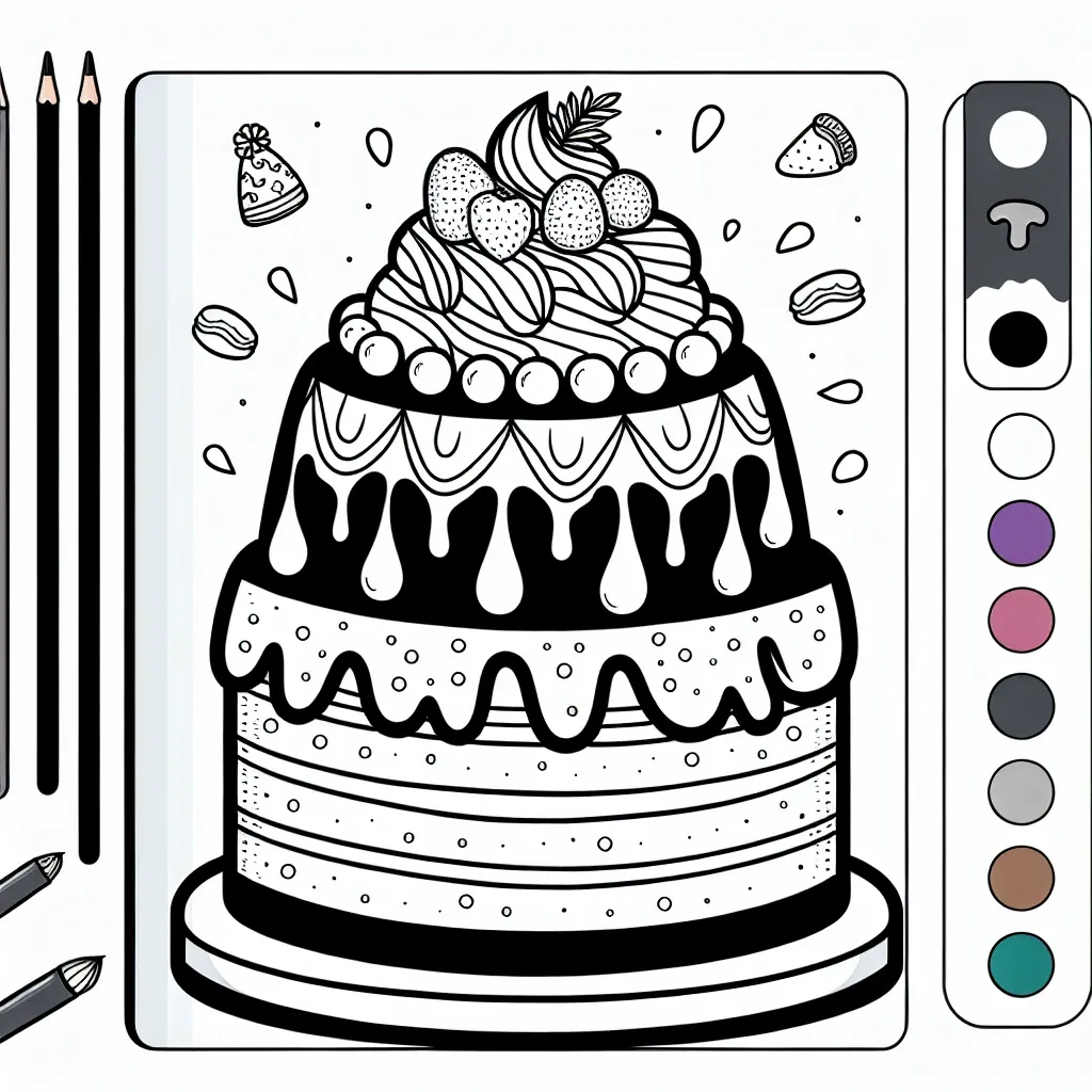 Deliciously Fun Cake Coloring Page Designs for Kids and Adults