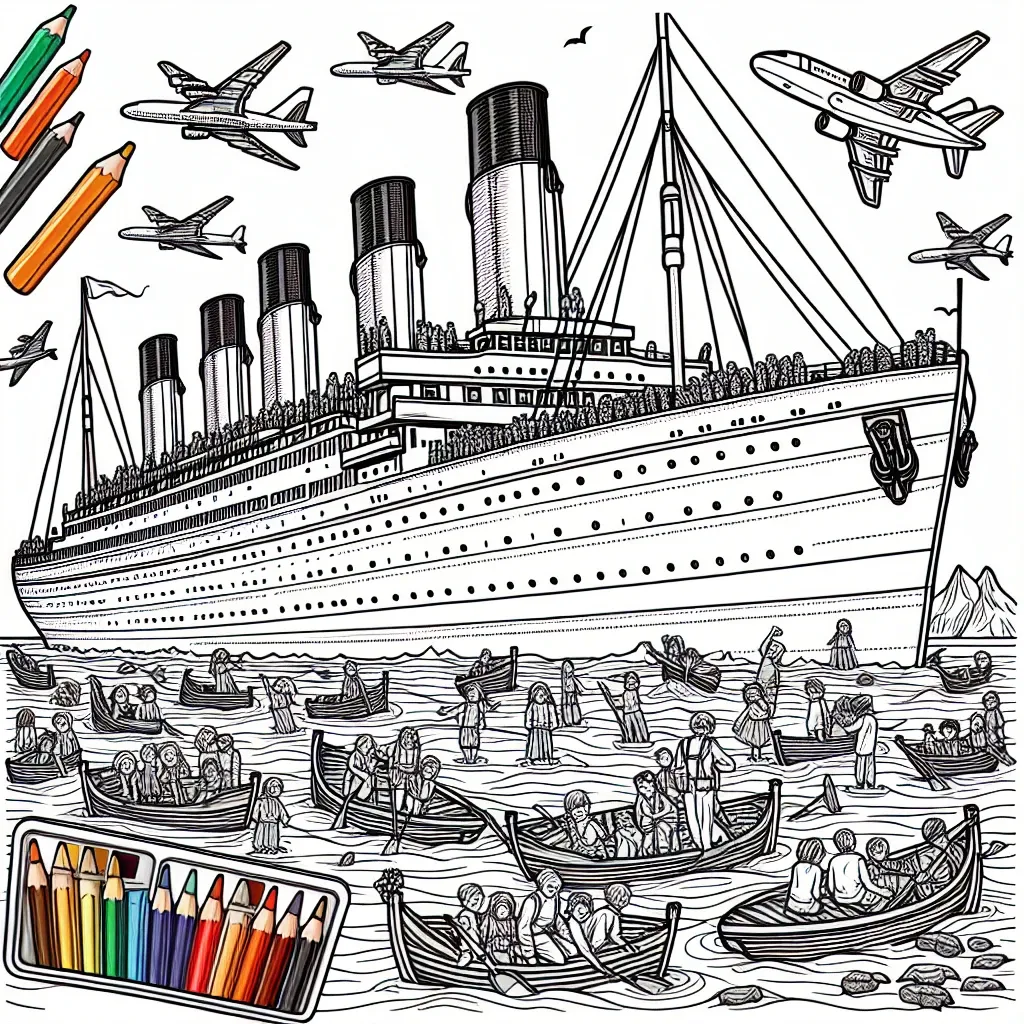 Set Sail with our Titanic Coloring Page: A Historical Adventure for Kids!