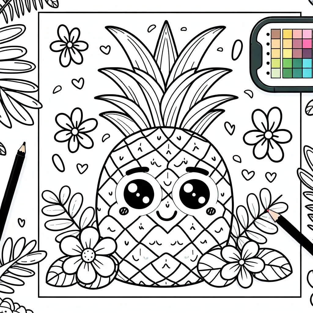 Fun and Free Pineapple Coloring Page for Kids to Enjoy!