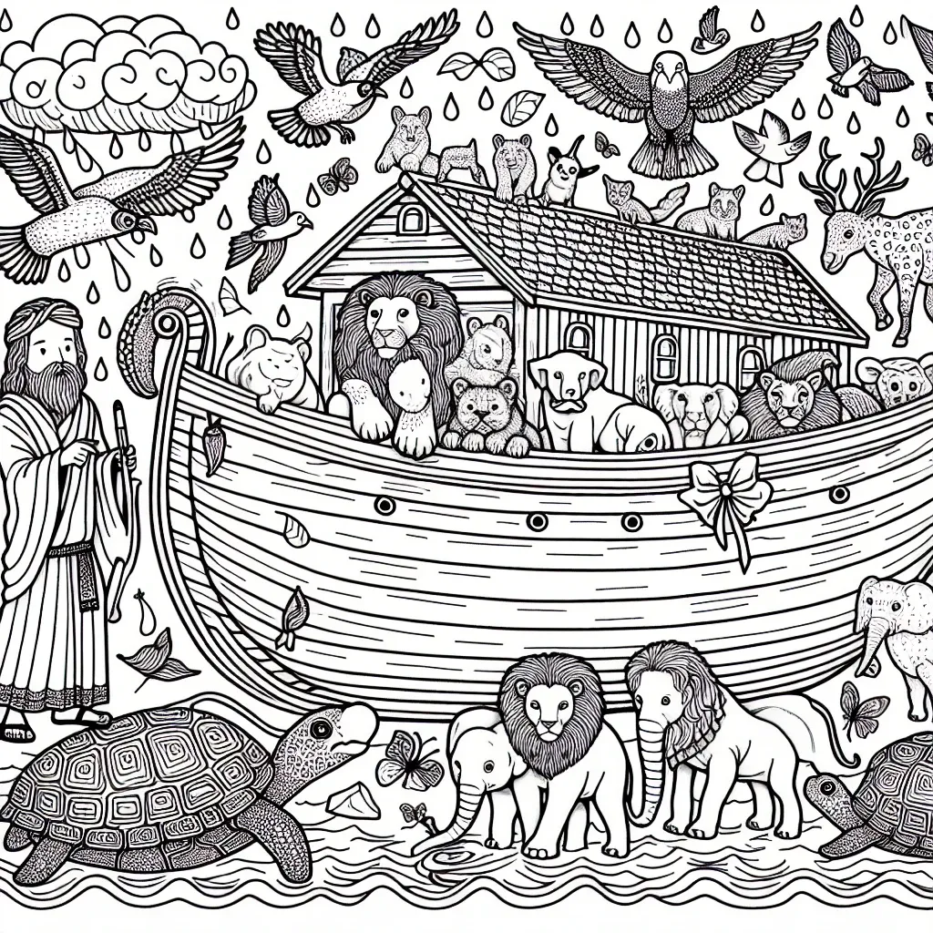 Fun and Educational Noah’s Ark Coloring Page for Kids to Enjoy