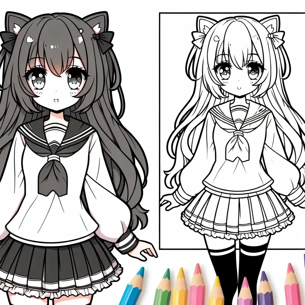 Unleash Your Creativity with Our Anime Girl Coloring Page Collection!