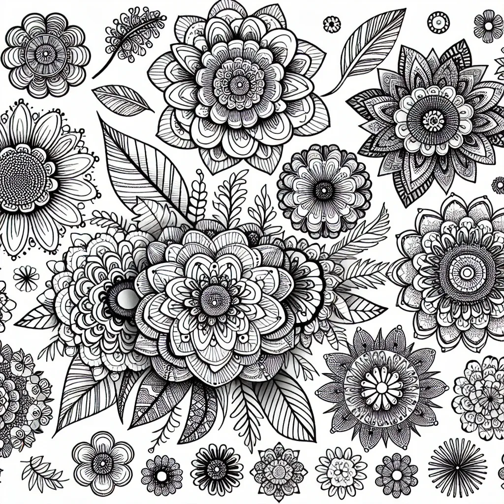 Explore a Beautiful Collection of Coloring Page Flower Designs for Relaxation and Creativity