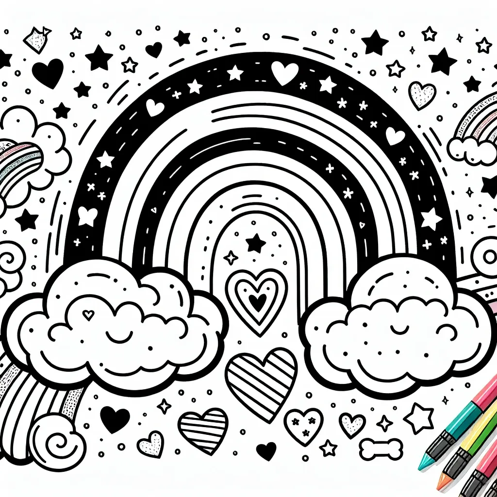 Get Creative with Our Cute Rainbow Coloring Page – Perfect for Kids and Adults!