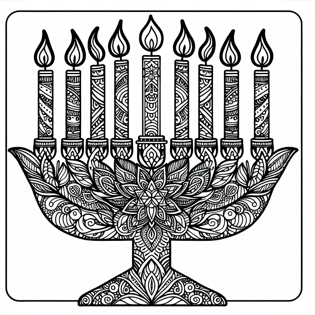 Celebrate the Festival of Lights with our Beautiful Menorah Coloring Page!