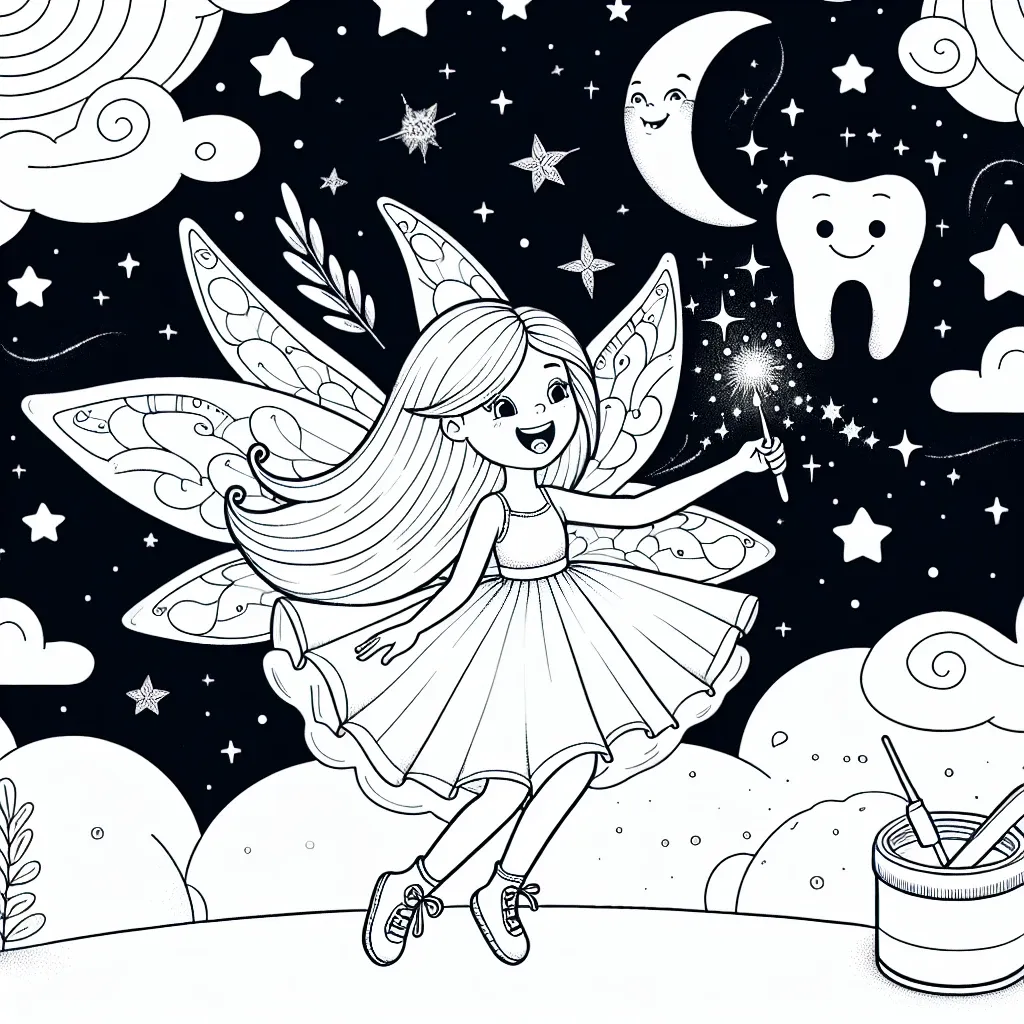 Magical Tooth Fairy Coloring Page – Sparkling Fun for Kids!