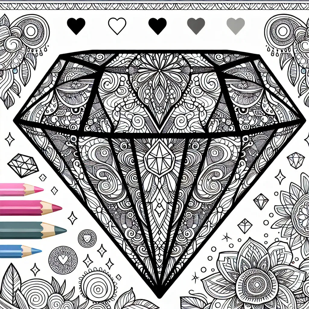 Dazzling Diamond Coloring Page: Sparkle and Shine with Our Newest Design!