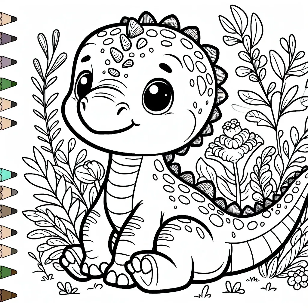 Roar-some Fun: Baby Dinosaur Coloring Page for Kids to Enjoy!