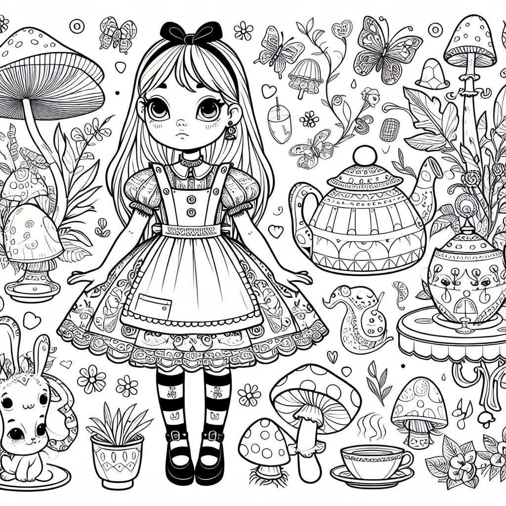 Get Lost in a Whimsical World with Our Alice in Wonderland Coloring Pages