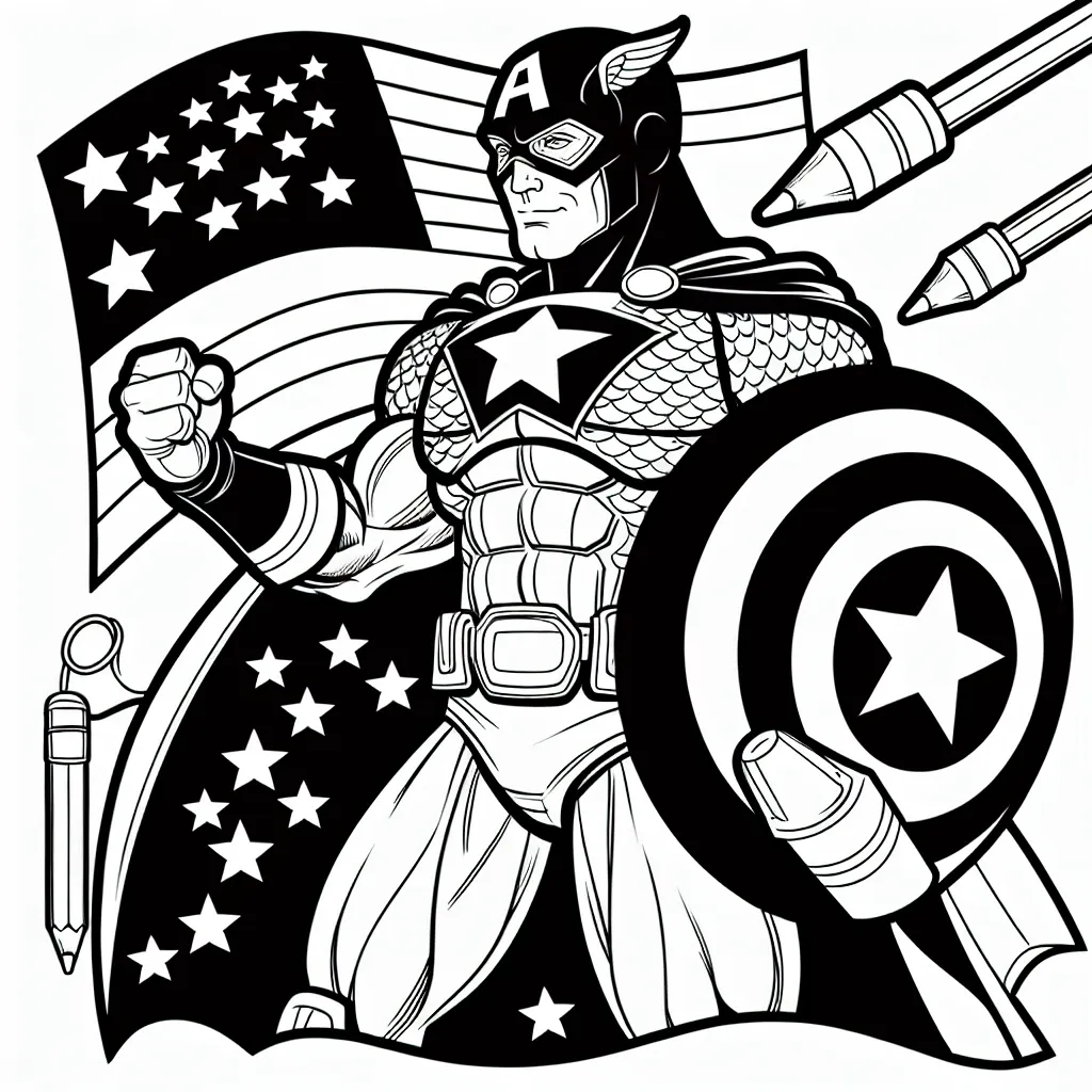 Get patriotic with our Captain America coloring page – perfect for superhero fans!