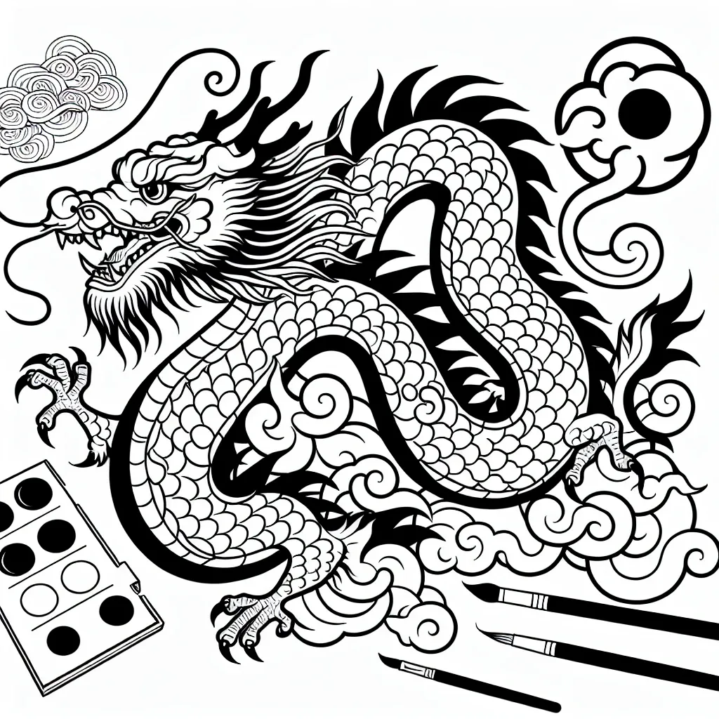 Unleash Your Creativity with our Chinese Dragon Coloring Page Collection!