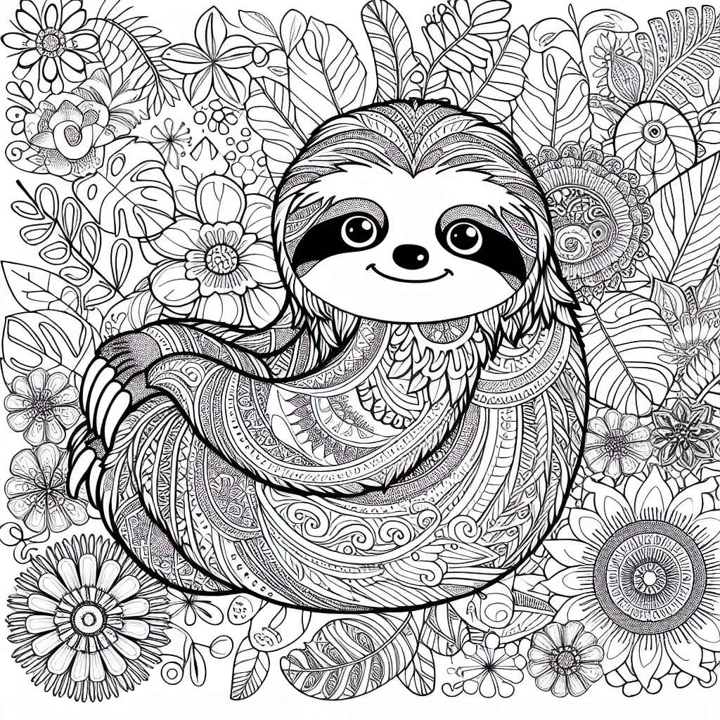 Get Creative with Our Charming Sloth Coloring Page: Perfect for Relaxation and Fun!