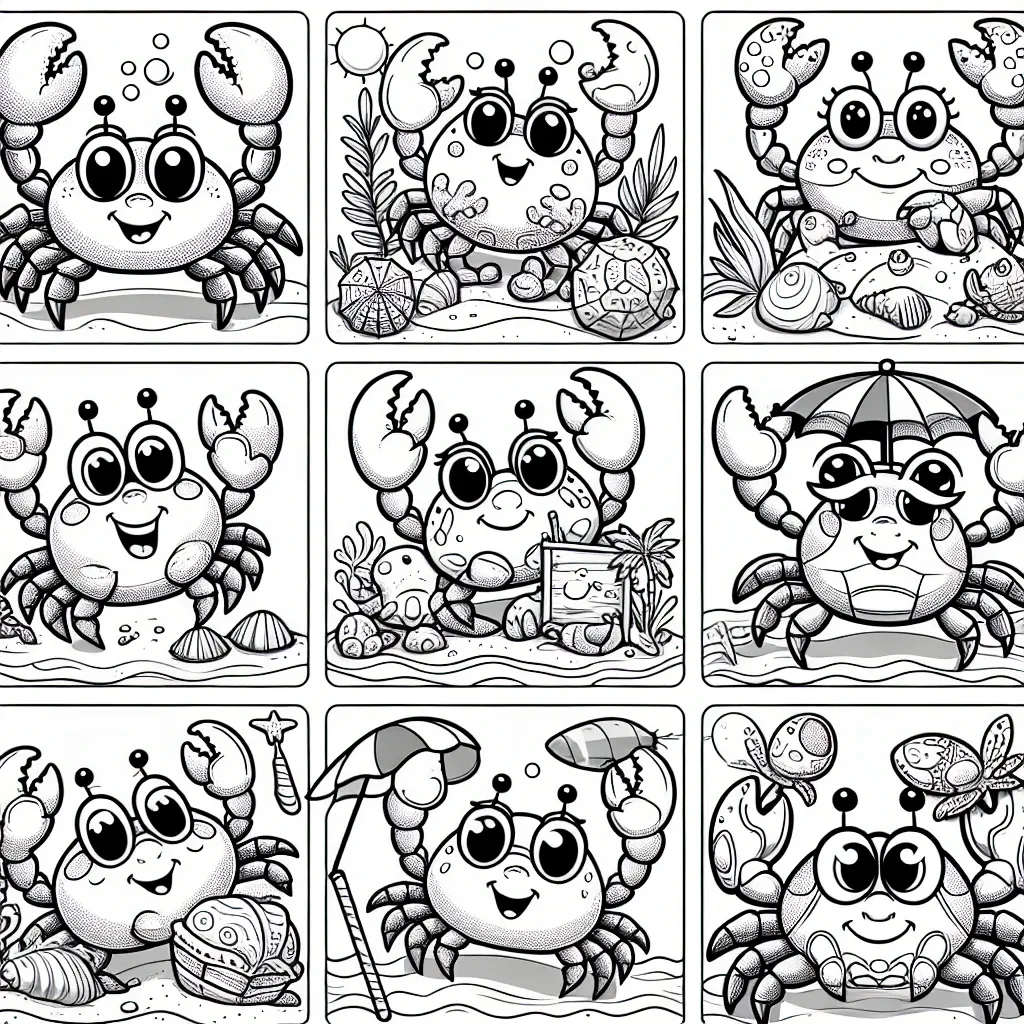 Dive into Fun with our Crab Coloring Page Collection!