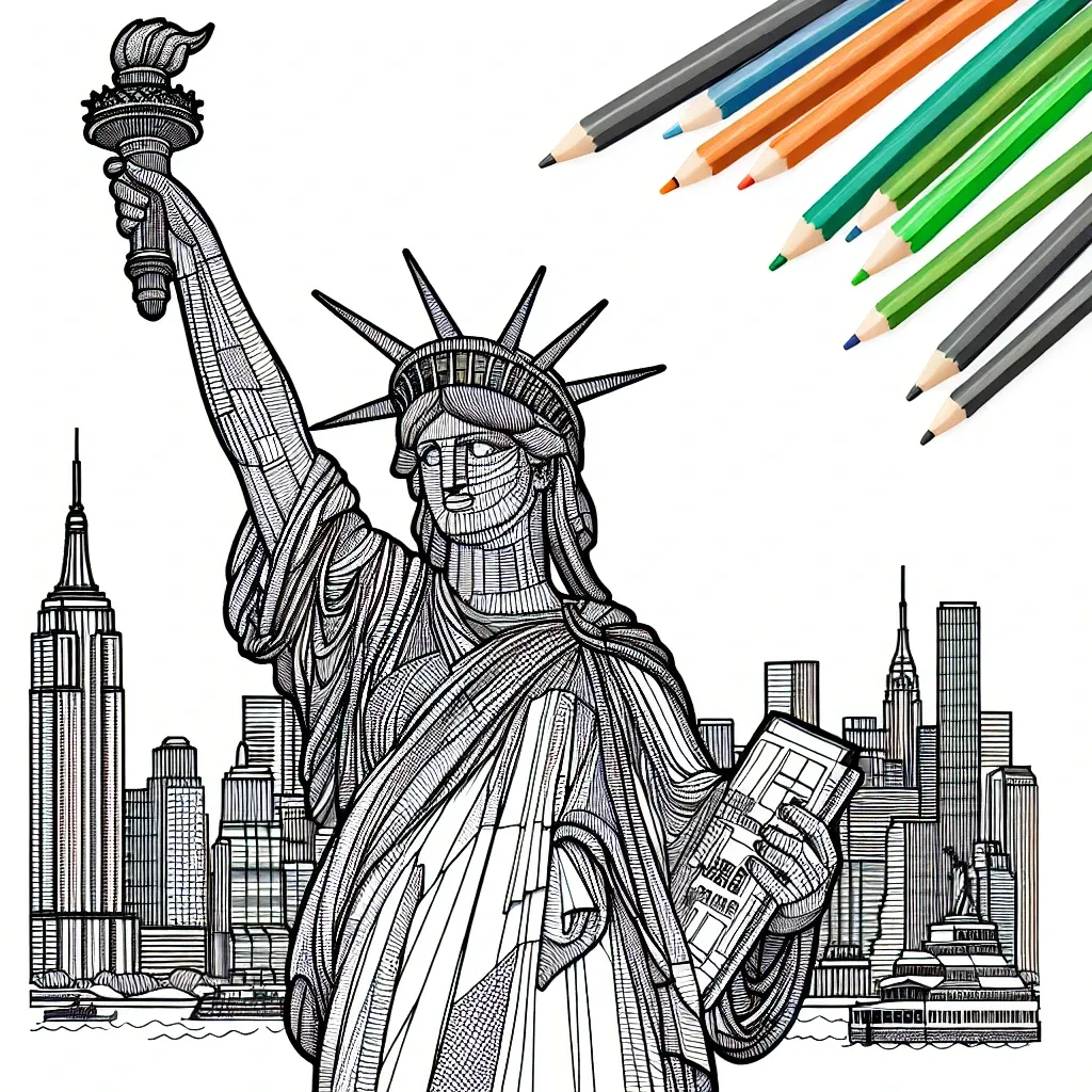 Unleash Your Creativity with our Stunning Statue of Liberty Coloring Page!