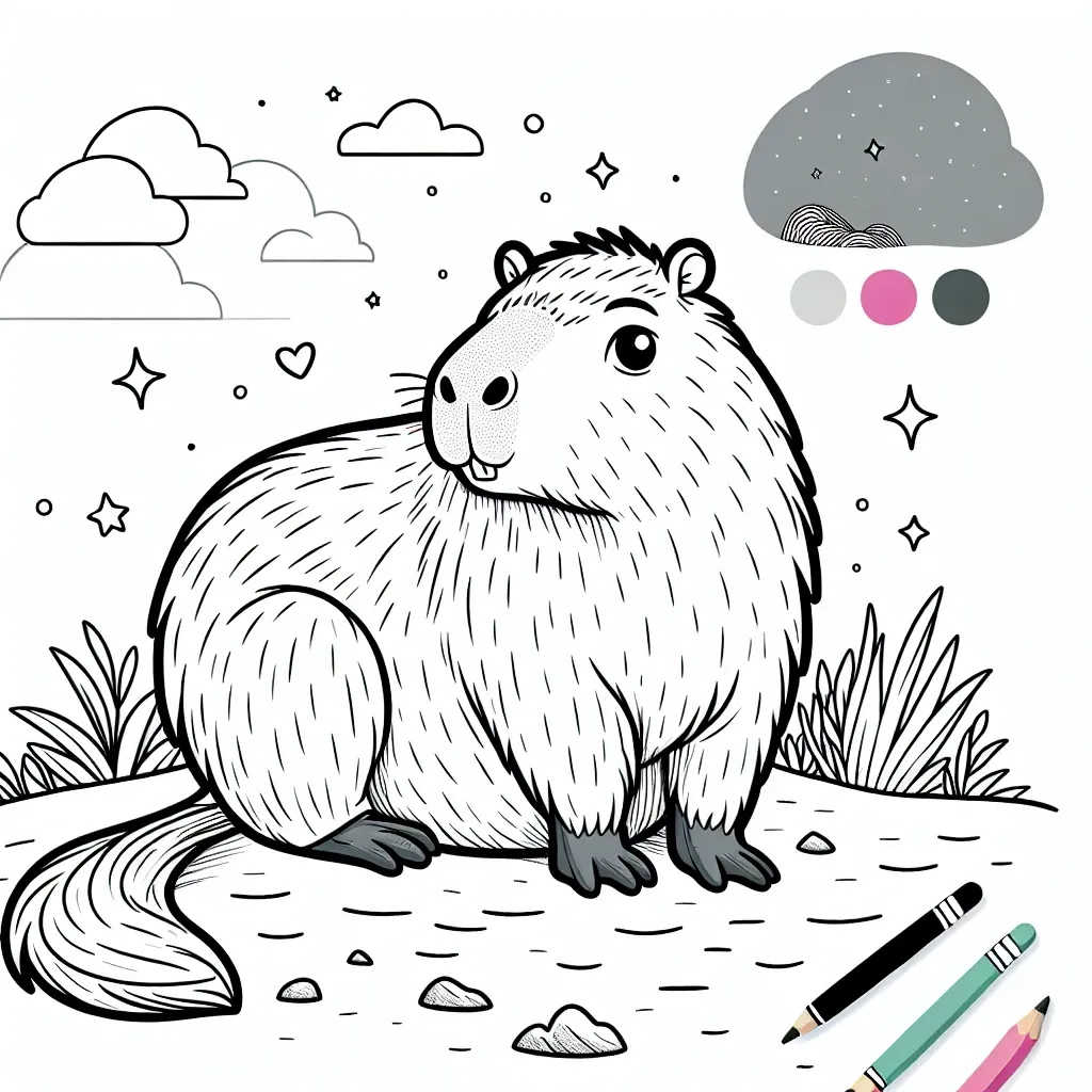 Unleash Your Creativity with Our Captivating Capybara Coloring Page Designs!