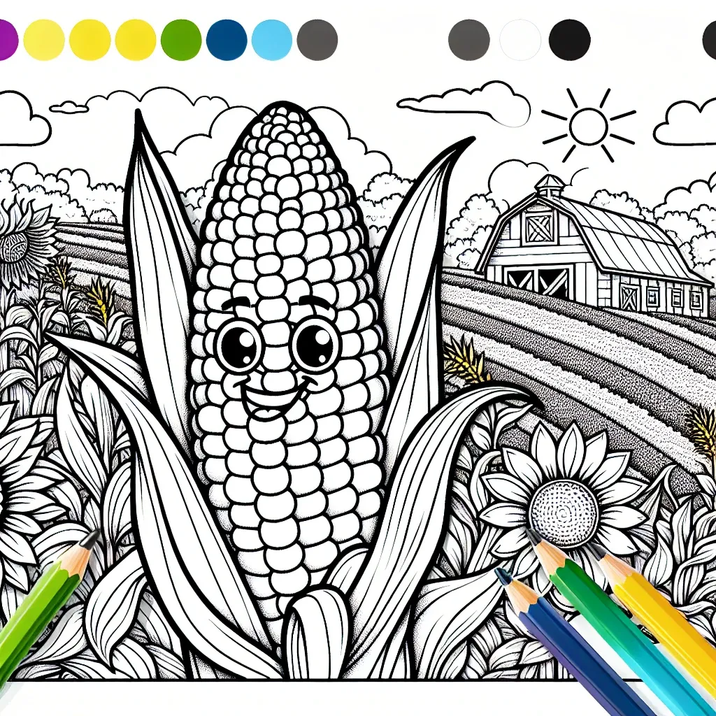 Get Creative with Our Fun and Free Corn Coloring Page for Kids!