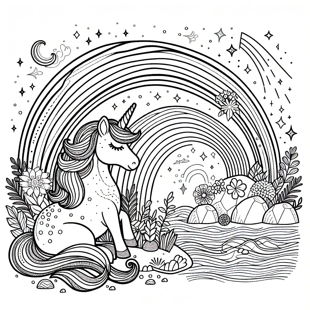 Unleash Your Creativity with Our Enchanting Unicorn Rainbow Coloring Page Collection