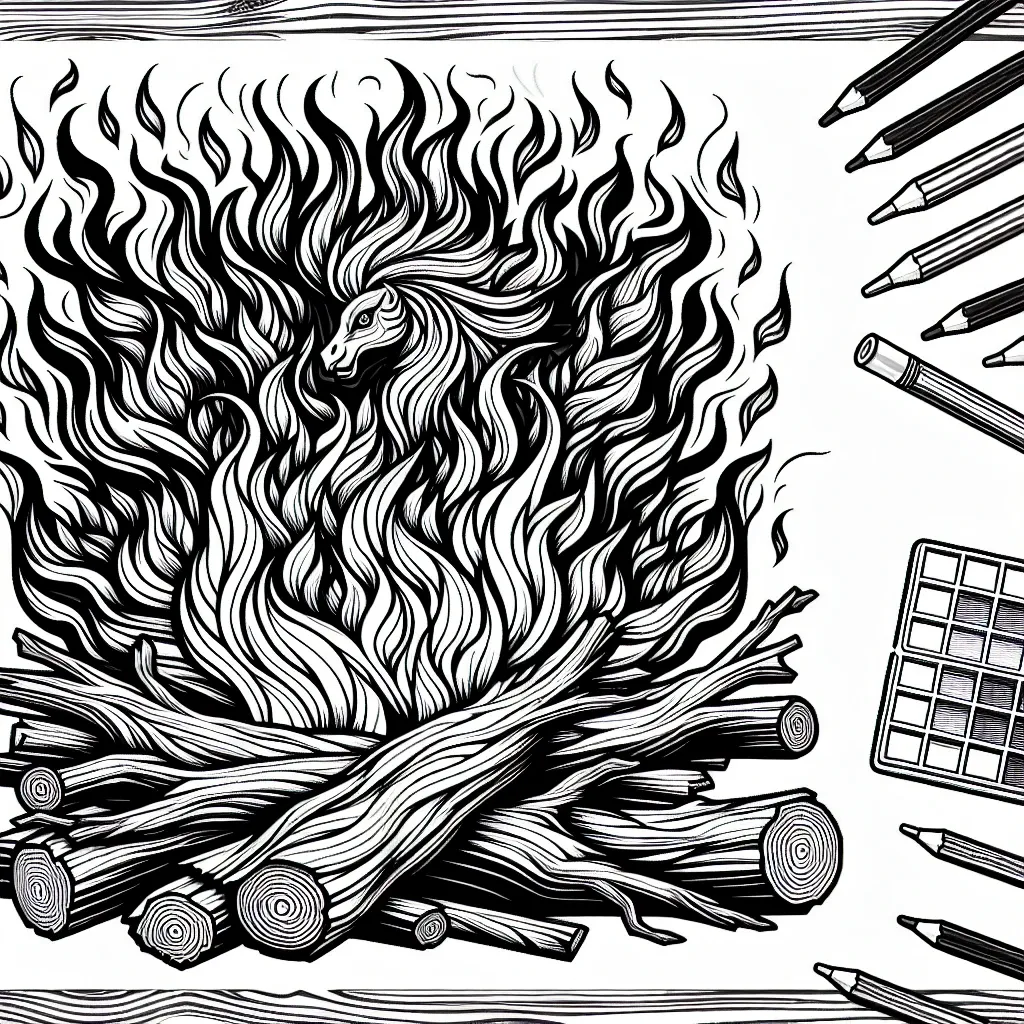 Unleash Your Creativity with a Fiery Fire Coloring Page!