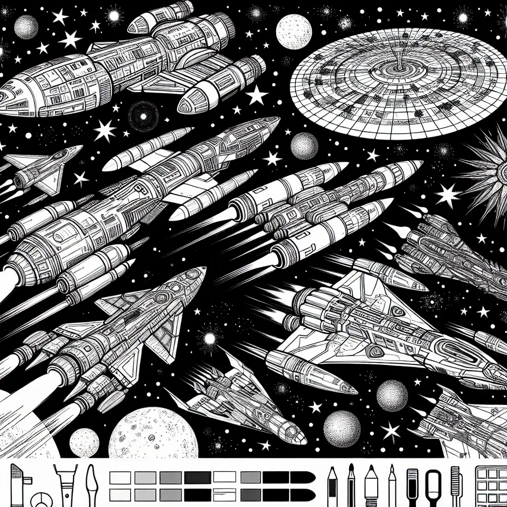 Embark on a Galactic Adventure with Our Spaceship Coloring Page Collection!