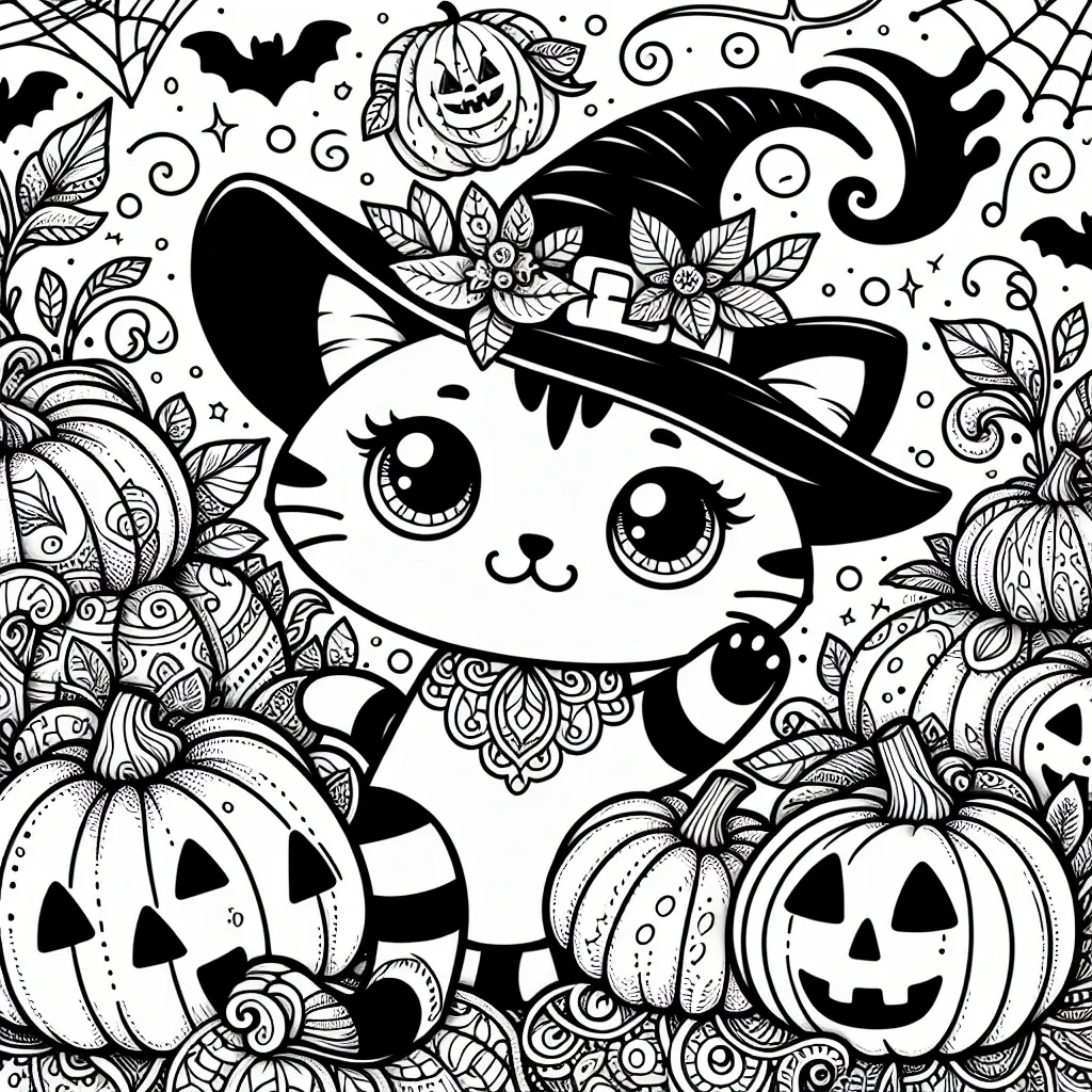 Spooky Fun: Printable Halloween Cat Coloring Page for Kids