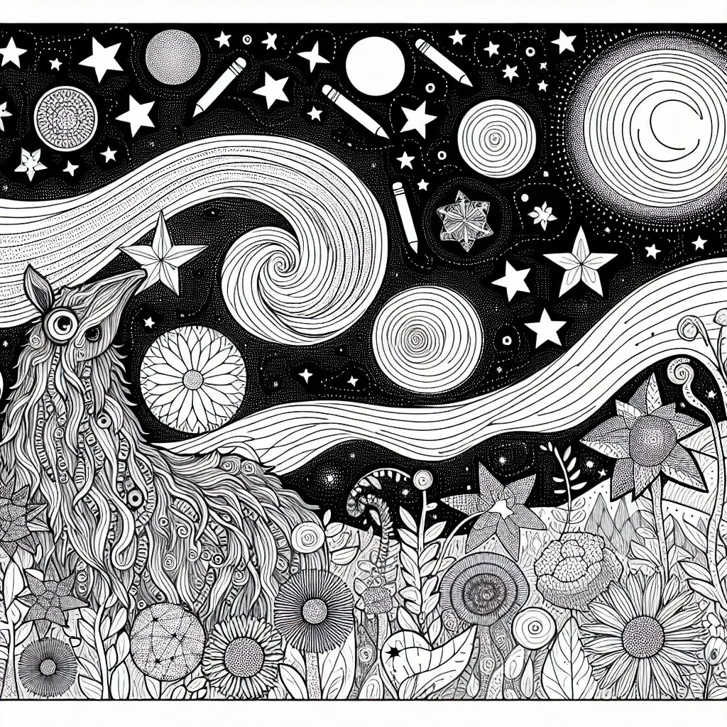 Unleash Your Creativity with Our Stunning Starry Night Coloring Page Collection!