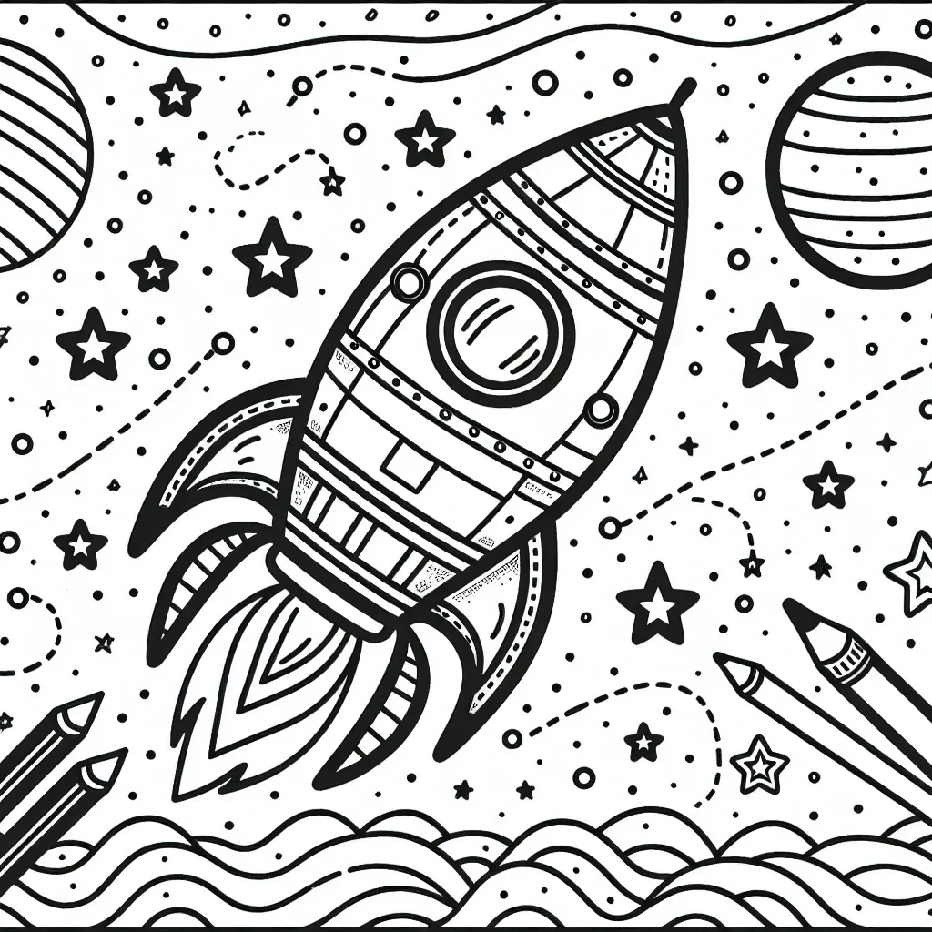 Get Creative with Our Rocket Coloring Page: Blast Off into a World of Colorful Fun!