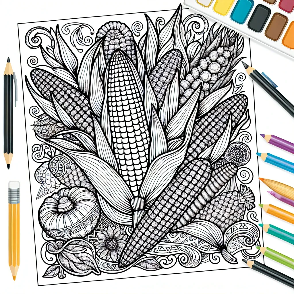 Unleash Your Creativity with our Crafty Corn Coloring Page!